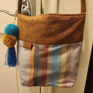 Terra Multicolored Striped Women's Bag With Decorative Pendants